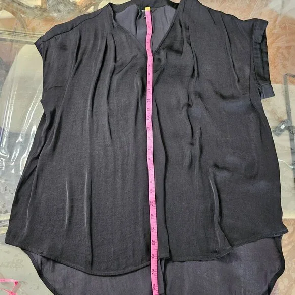 Simply Vera VeraWang Hi-Low V-Neck Short Sleeve Blouse Sz XL Career Office - Picture 5 of 8